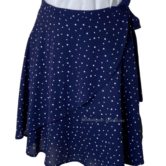 Francescas Navy Blue Star Wrap Skirt 